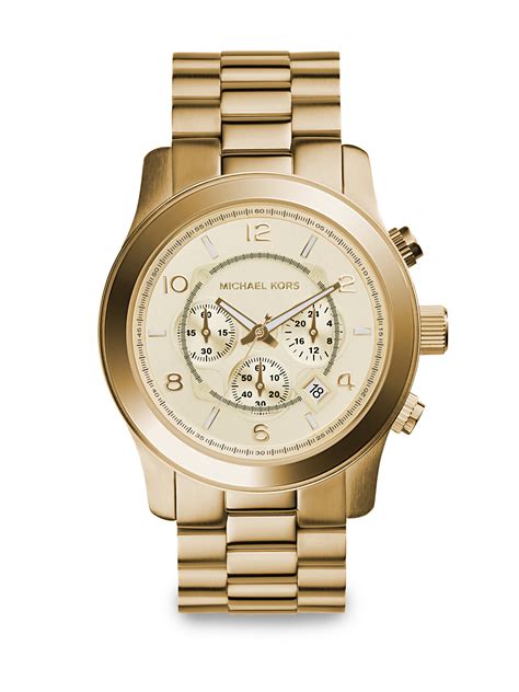 michael kors mk8077 runway gold oversized bracelet watch|Michael Kors chronograph watch.